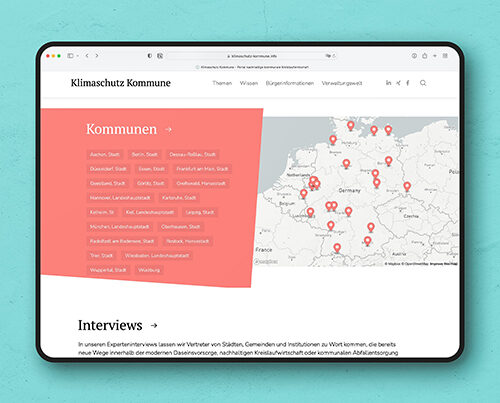 Screenshot des Wissensportals Klimaschutz Kommune